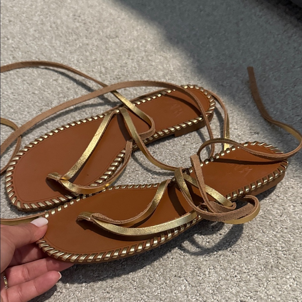 Brown and Gold Women's Sandals
